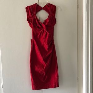 Pinup Style Red Cocktail Dress With Backbow